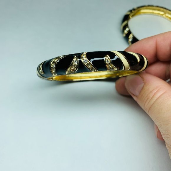Vintage Bracelets | Animal Print | Gold-Toned Enamel and Rhinestones - Picture 3 of 3